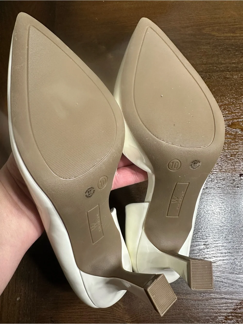 Worthington Cream Pointed-Toe Mid Heel Pumps